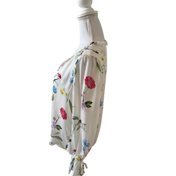 Parker Cassidy Floral Print Silk Top White S - Picture 7 of 10